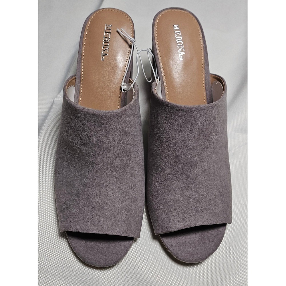 Merona DIDI‎ Gray Suede Block Heel Mule Shoes Women's Size 8.5 New